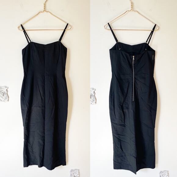 Armani Jeans Black Bustier Midi Slip Dress 8 Back Zipper - Picture 1 of 11
